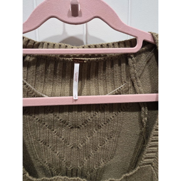 Free People Emmaline Mini Dress Knit Long Sleeve Boho green color size S - Picture 9 of 11